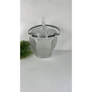 Vintage Cut Glass Biscuit or Ice Bucket With Lid & Handle